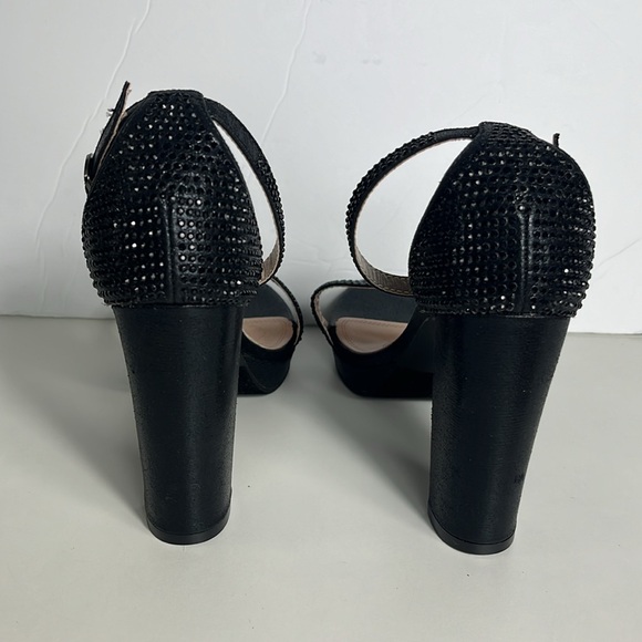 Forever Link Black Rhinestone Block Heel Women’s 7.5 - Picture 4 of 8